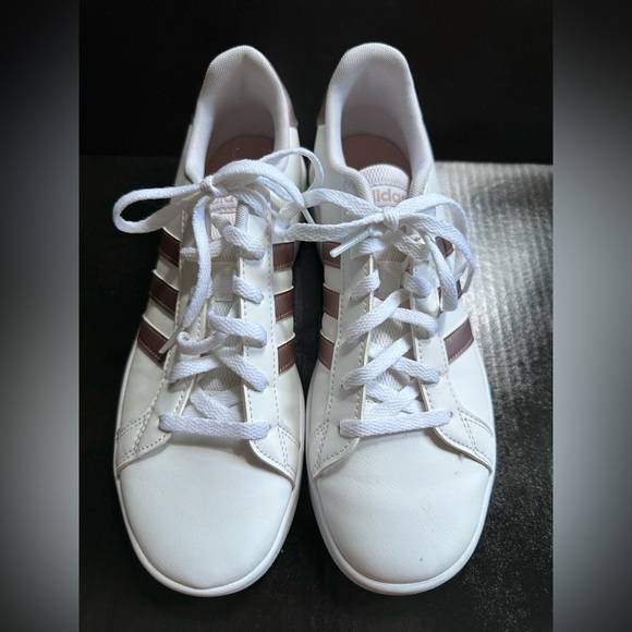 Adidas Cloudfoam Advantage Sneakers with Rose Gold Stripes Size 5 1/2 - Picture 5 of 9